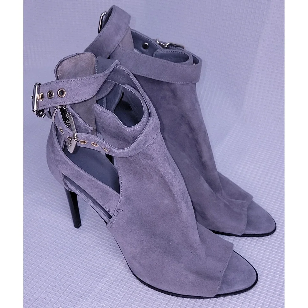 NEW Burberry Open Toe Strappy Gray Heeled Booties US 7.5 / EU 37.5 $995 - Picture 3 of 13